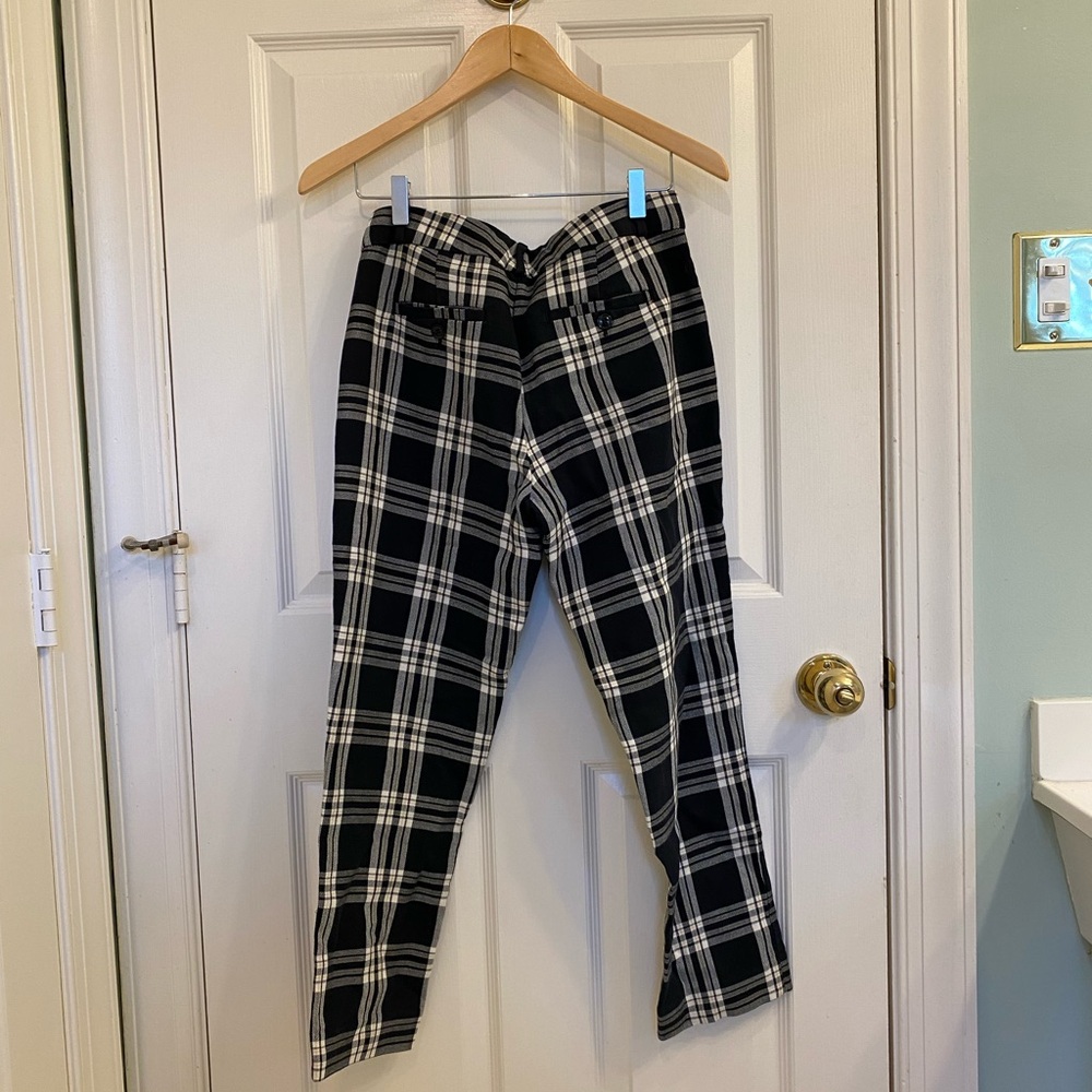 Banana Republic Black and White Plaid Cropped Pants